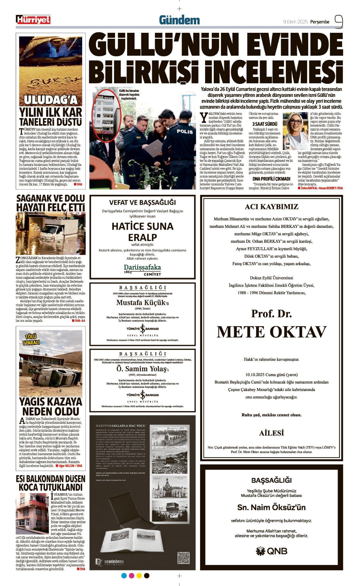 09 Ekim 2025 Vefat İlanları