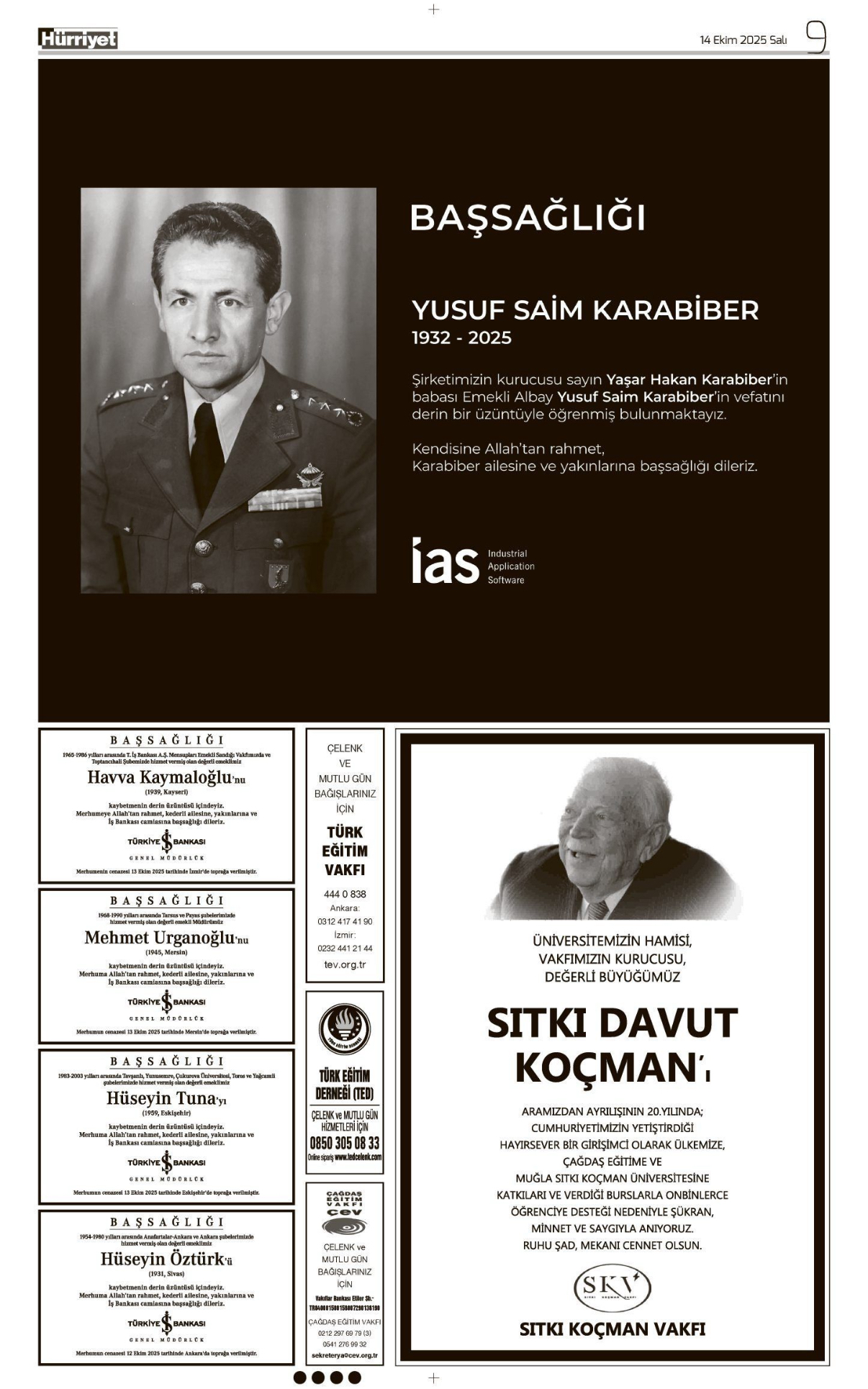 14 Ekim 2025 Vefat İlanları