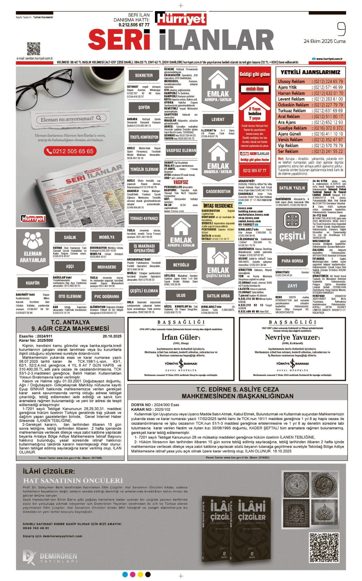 24 Ekim 2025 Vefat İlanları