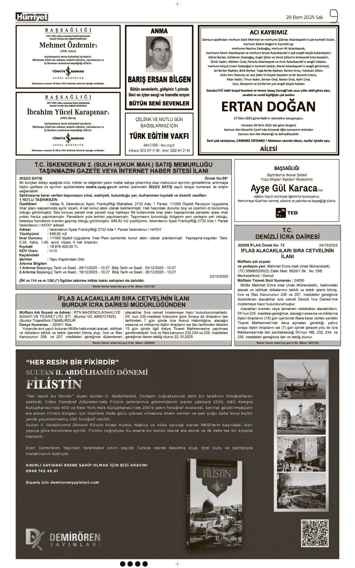 28 Ekim 2025 Vefat İlanları