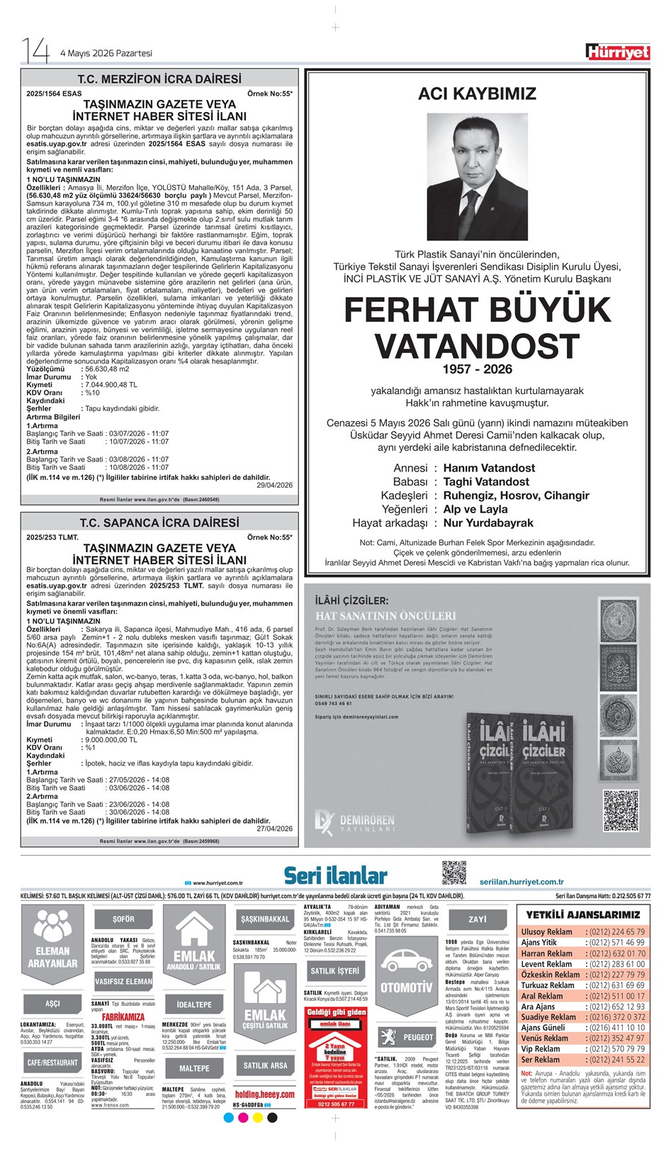 04 Mayıs 2026 Vefat İlanları
