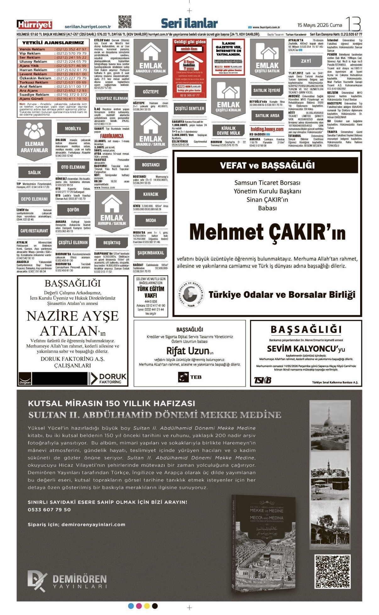 15 Mayıs 2026 Vefat İlanları